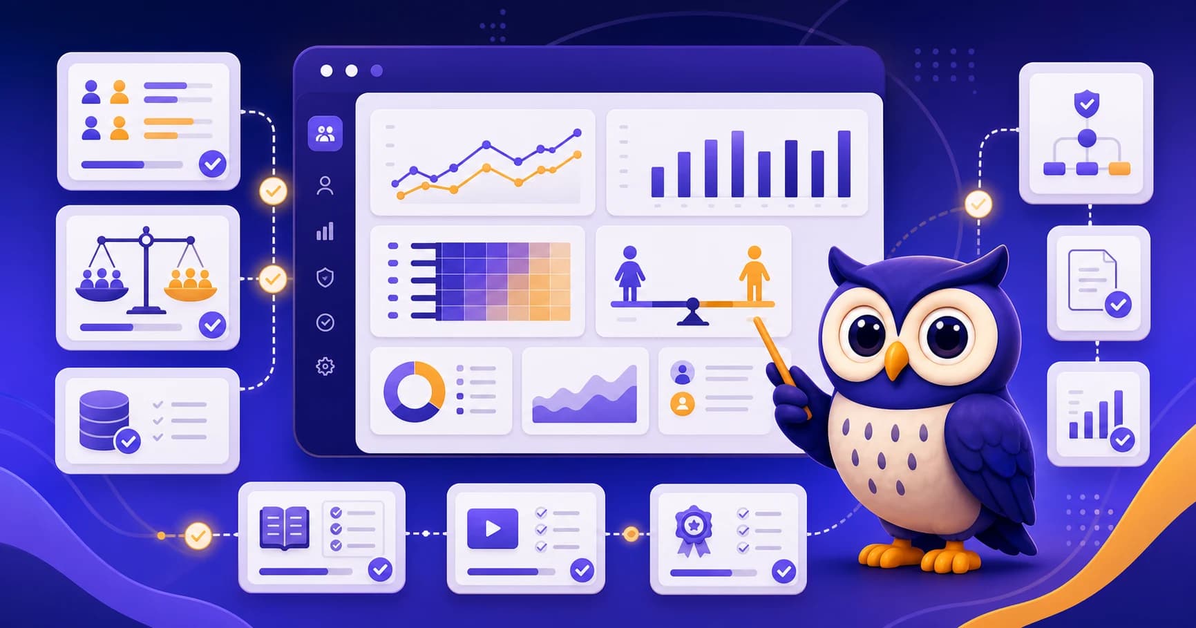 People analytics dashboard with fairness review checklist for HR teams
