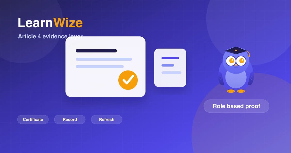 AI training certificate connected to role-based training records and refresher dates