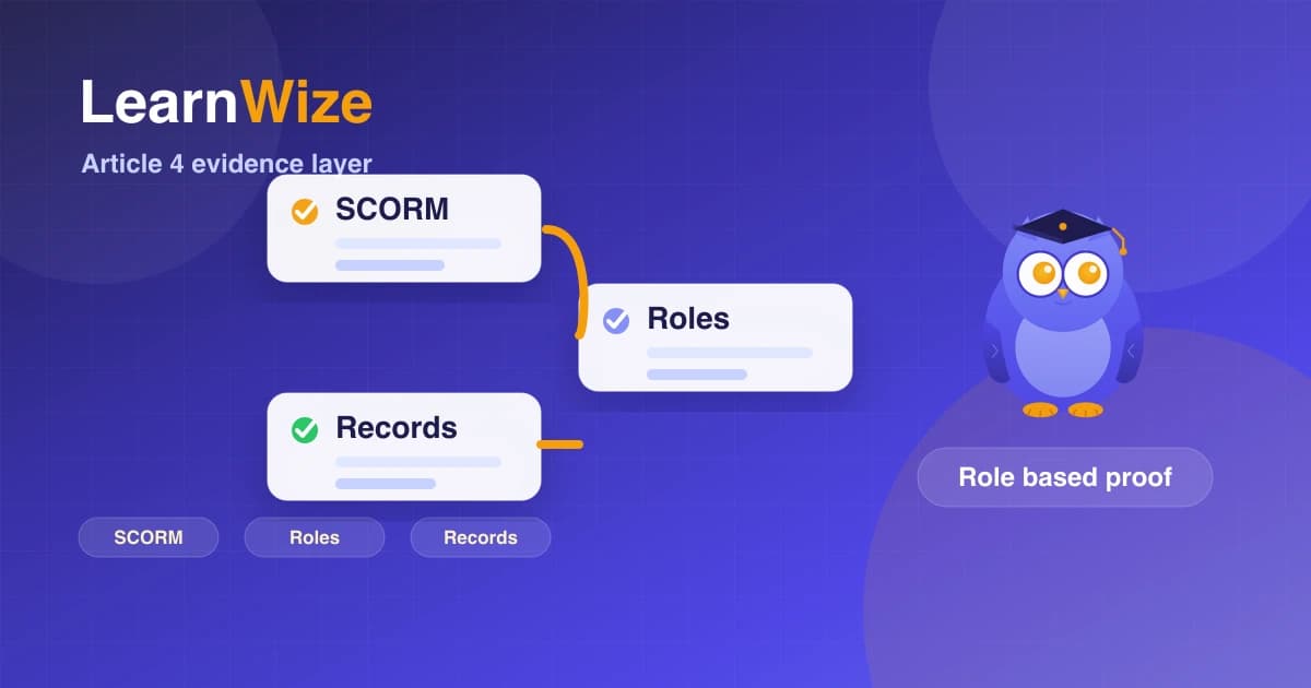 SCORM course package compared with role-based AI literacy evidence records